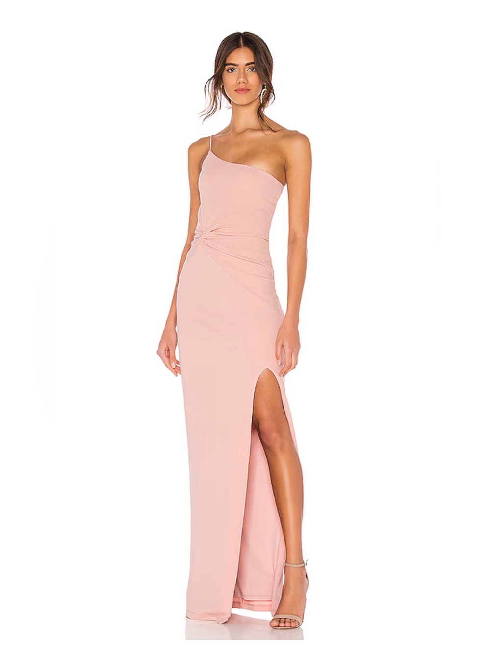 Revolve Nookie Lust One Shoulder Gown in Blush Small